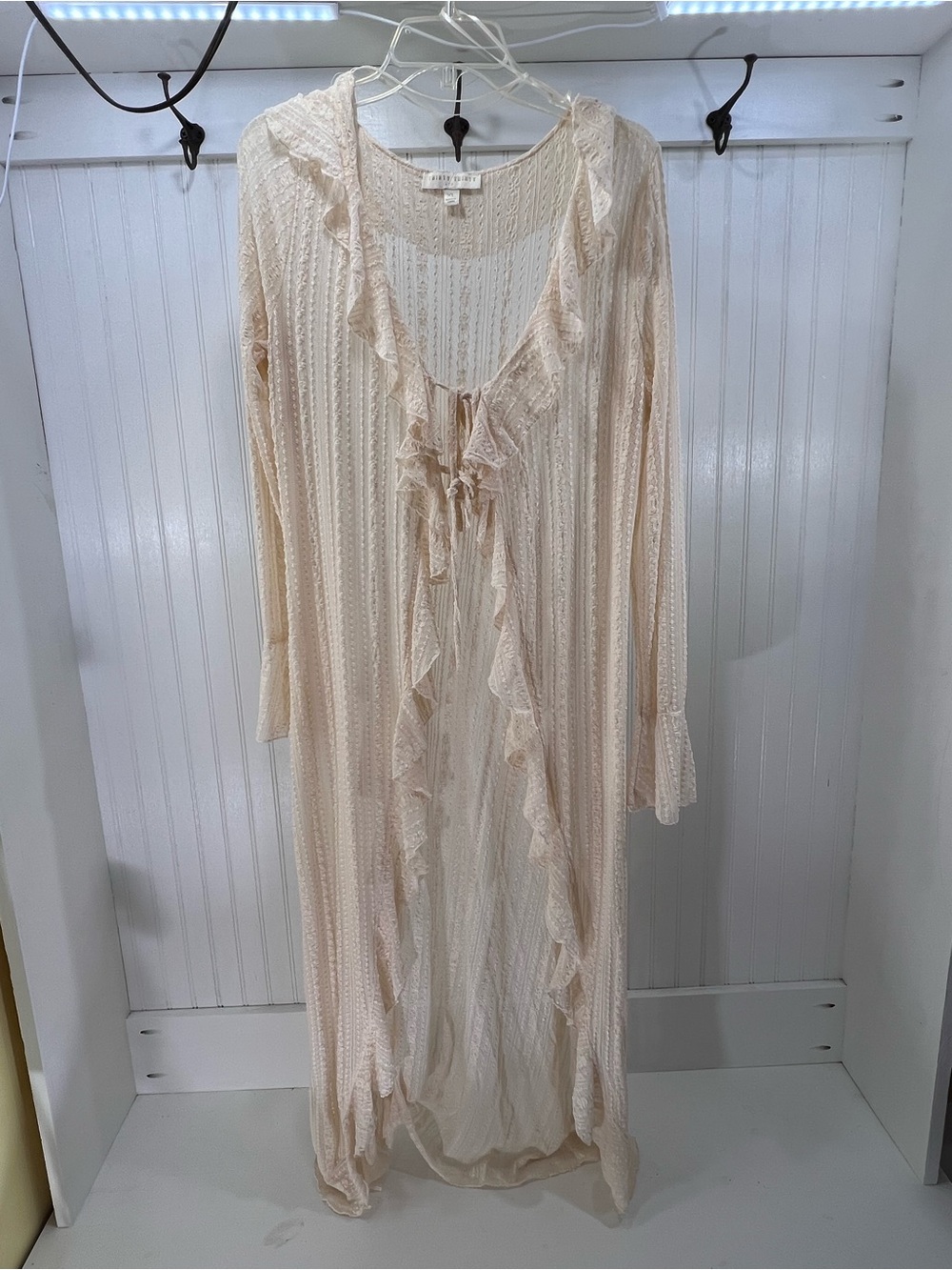 Thirty Thirty LA Floral Lace Ruffle Duster Cardigan XL Cream Boho Fairycore